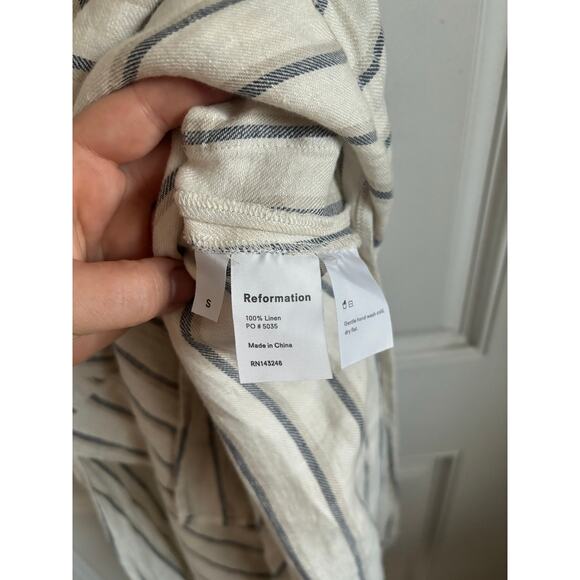 Reformation Elliott Lagenlook 100% linen striped summer dress size small - Picture 5 of 6
